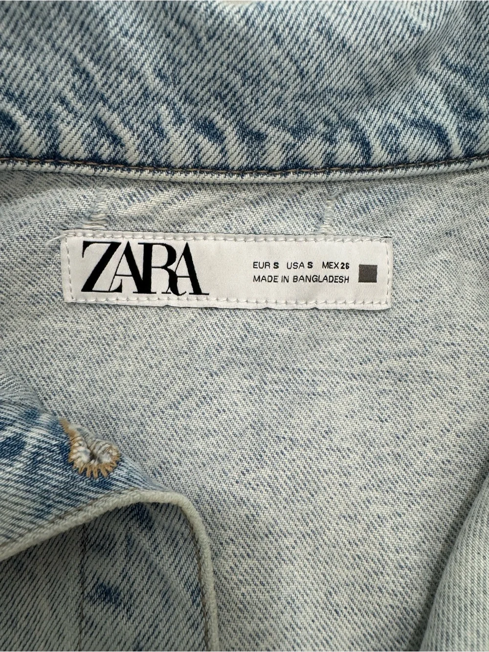 Zara Cropped Raw Hem Denim Jacket Light Wash Size S - Picture 2 of 9